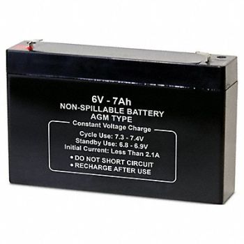 GRAINGER APPROVED Battery 6VDC 7Ah 0.187 Faston, 2UKJ6