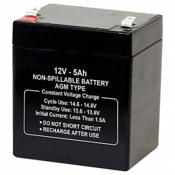 GRAINGER APPROVED Battery 12VDC 5Ah 0.250 Faston, 2UKJ9