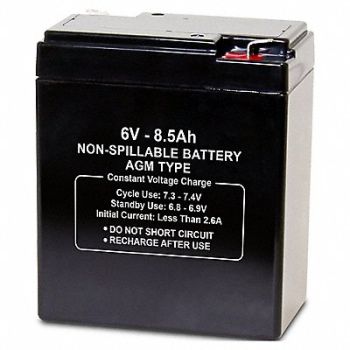 GRAINGER APPROVED Battery 6VDC 8.5Ah 0.187 Faston, 2UKK3