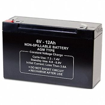GRAINGER APPROVED Battery 6VDC 12Ah 0.250 Faston, 2UKK6