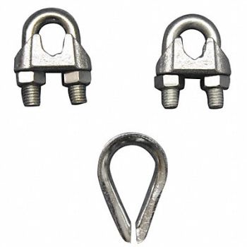 DAYTON Wire Rope Clip and Thimble Kit 1/2 In, 2VKK4