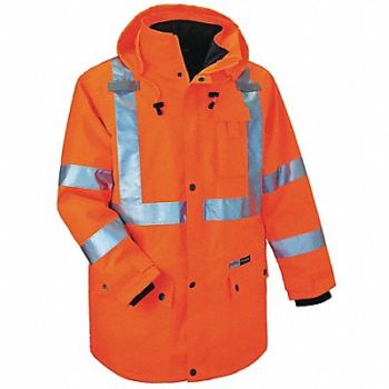 GLOWEAR BY ERGODYNE Hooded Jacket Insulated Orange 5XL, 2VZL6
