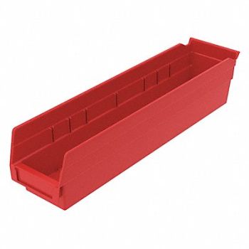 GRAINGER APPROVED Shelf Bin Red Indstr Grd Poly 4 in, 48WG73