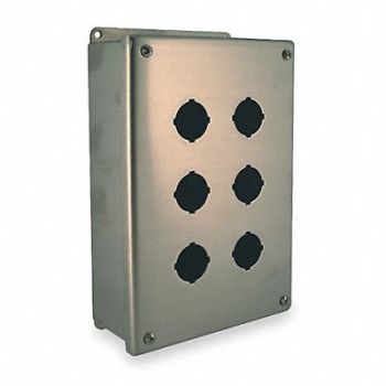 WIEGMANN Pushbutton Enclosure 30mm 6 Holes Steel, 2W837