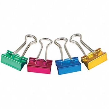GRAINGER APPROVED Binder Clip 1-1/4 In Metal Assorted Pk24, 2WFX7