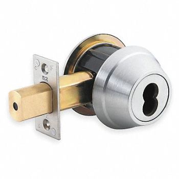 STANLEY Deadbolt Less Cylinder HD Satin Chrome, 2WJG6