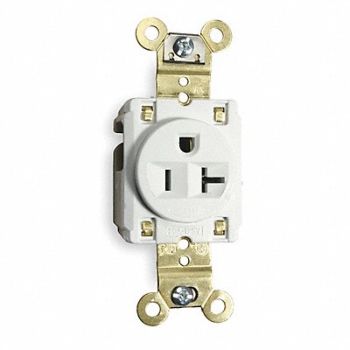 HUBBELL Receptacle Single 20A 5-20R 125V White, 2WMT2