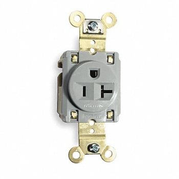 HUBBELL Receptacle Single 20A 5-20R 125V Gray, 2WMT3