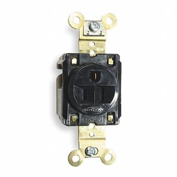HUBBELL Receptacle Single 15A 5-15R 125V Black, 2WMT4