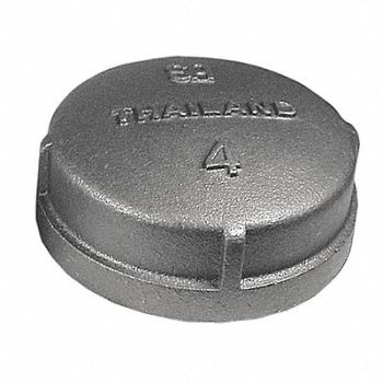 GRAINGER APPROVED Round Cap Malleable Iron 4 in FNPT, 2WU81