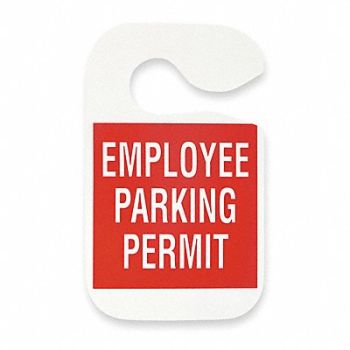 GRAINGER APPROVED Employee Parking Permit Red PK5, 2XKE7