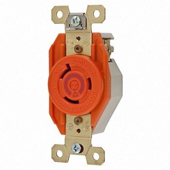 HUBBELL Locking Receptacle Industrial 20 Orange, 2XTF3