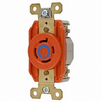 HUBBELL Locking Receptacle Industrial 20 Orange, 2XTF4