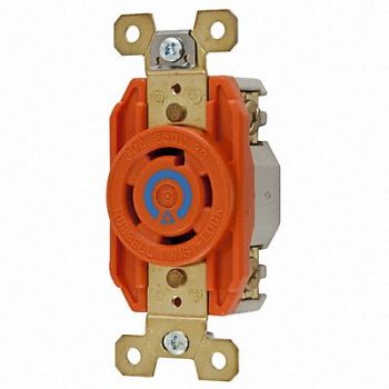 HUBBELL Locking Receptacle Industrial 30 Orange, 2XTF7