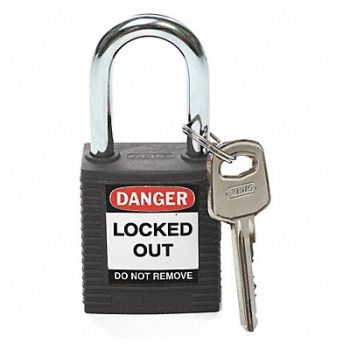 BRADY D1949 Lockout Padlock KD Black 1-3/4 H, 2XU65