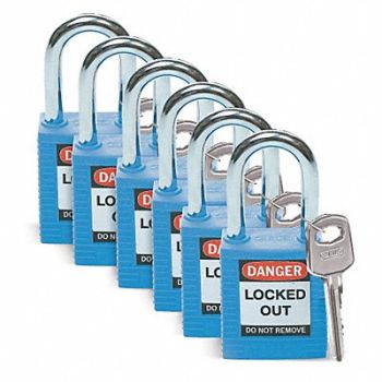 BRADY D1951 LO Padlock Blue 1-3/4 H PK6, 2XU67