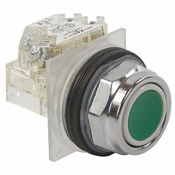SCHNEIDER ELECTRIC H7062 Non-Illum Push Button 30mm 1NC Green, 2XVT2