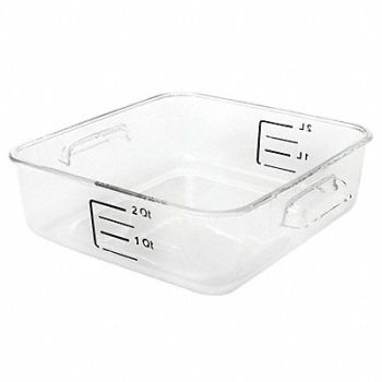 RUBBERMAID COMMERCIAL PRODUCTS Square Storage Container 2 qt Clear, 2YJ87