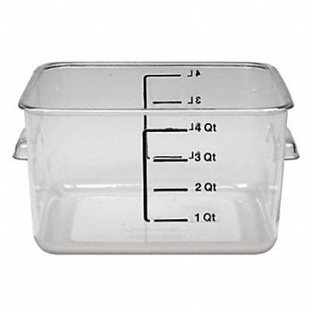 RUBBERMAID COMMERCIAL PRODUCTS Square Storage Container 4 qt Clear, 2YJ88