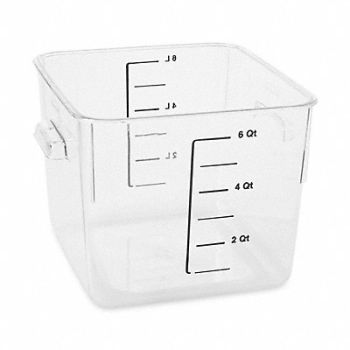 RUBBERMAID COMMERCIAL PRODUCTS Square Storage Container 6 qt Clear, 2YJ89