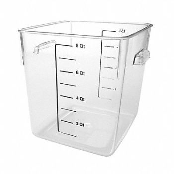 RUBBERMAID COMMERCIAL PRODUCTS Square Storage Container 8 qt Clear, 2YJ90