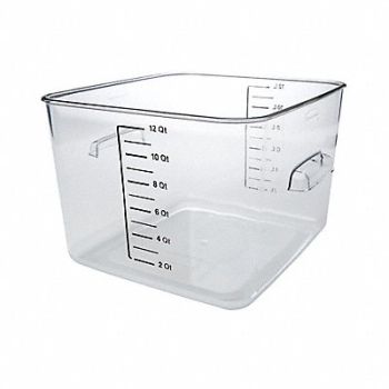 RUBBERMAID COMMERCIAL PRODUCTS Square Storage Container 12 qt Clear, 2YJ91