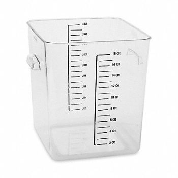 RUBBERMAID COMMERCIAL PRODUCTS Square Storage Container 18 qt Clear, 2YJ92