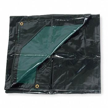 GRAINGER APPROVED Tarp Nylon Vinyl Lam Black/Green 6x8Ft, 2ZJ56