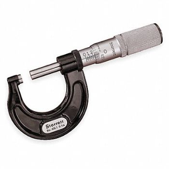 STARRETT Outside Micrometer 0 to 1 Knurled Ring, 3DZR6