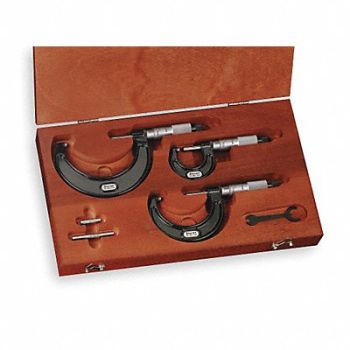 STARRETT Micrometer Set 0 to 3 In 0.0001 In, 2ZUA6