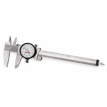 STARRETT Dial Caliper w/SLC/Case 6 In White, 3DZP9