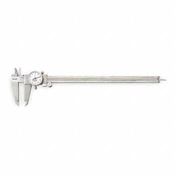 STARRETT Dial Caliper w/Case 12 In White, 2ZUE1