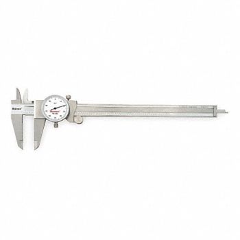 STARRETT Dial Caliper w/Case 8 In White, 2ZUE4