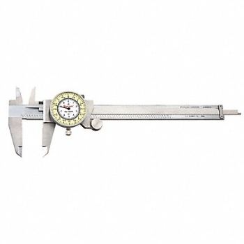 STARRETT Dial Caliper w/Case Fractional 6, 2ZUE6