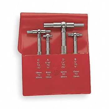 STARRETT Telescoping Gauge Set Number of Pieces 4, 2ZVC3