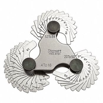STARRETT Thread Pitch Gauge Set Thread Ang 60 deg, 2ZVE2