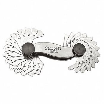 STARRETT Thread Pitch Gauge Set Thread Ang 60 deg, 2ZVE3