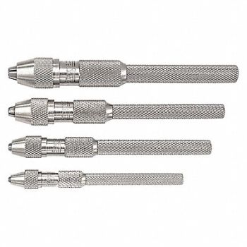 STARRETT Pin Vise Set 0-0.187 In Nickel 4 Pc, 2ZVG7