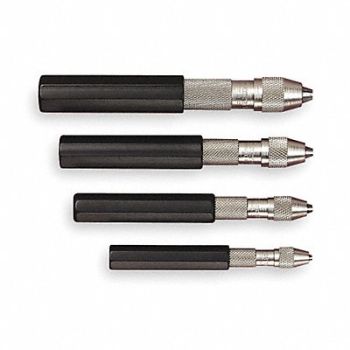 STARRETT Pin Vise Set w/Case 4 Jaws, 2ZVH4