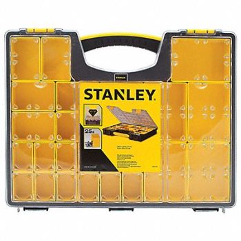 STANLEY ComprtBx DblPcLtchs Clr/Blk/Ylw 2 1/8 in, 3FRC4
