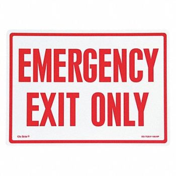 JESSUP GLO BRITE Emergency Exit Only Red On PL 14 x10, 304F56