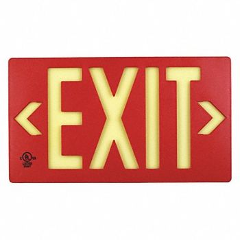 JESSUP GLO BRITE Exit Sign PF50 Red Single Side, 304G01