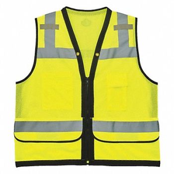GLOWEAR BY ERGODYNE Orange Mesh Surveyors Vest Lime L/XL, 305F19