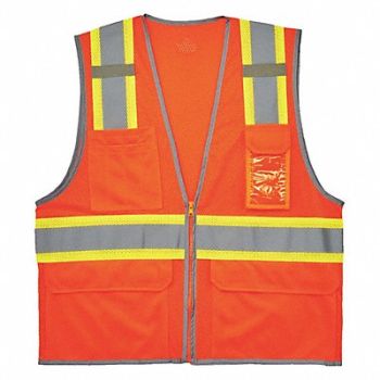 GLOWEAR BY ERGODYNE Two Tone Mesh Safety Vest Orange 2XL/3XL, 305F32