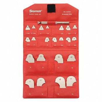 STARRETT Radius Gauge Set Accuracy +/- .002, 30A773
