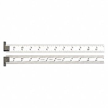 STARRETT Ruler Spring-Tempered Steel 12 L x 1 W, 30A991
