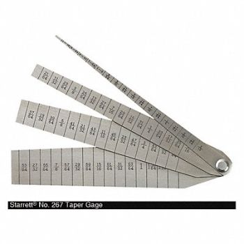 STARRETT Taper Gauge Set Graduations 1/64 in, 30C248