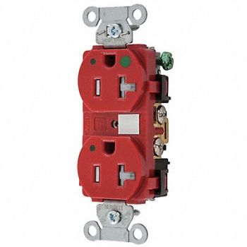 HUBBELL Receptacle Duplex 20A 5-20R 125V Red, 30CZ66