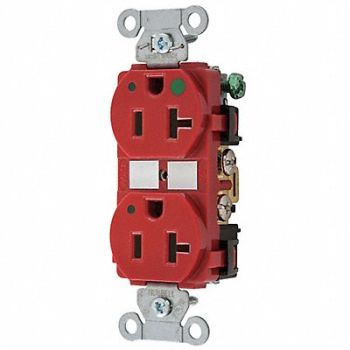 HUBBELL Receptacle Duplex 20A 5-20R 125V Red, 30CZ68