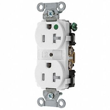 HUBBELL Receptacle Duplex 20A 5-20R 125V White, 30CZ71